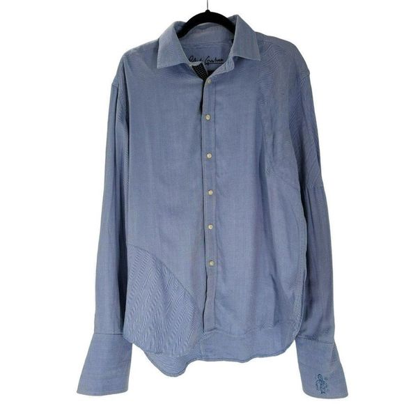 Robert Graham Button Down Blue Chevron Mens XL Signature Fun Funky Sleeves - Picture 1 of 7